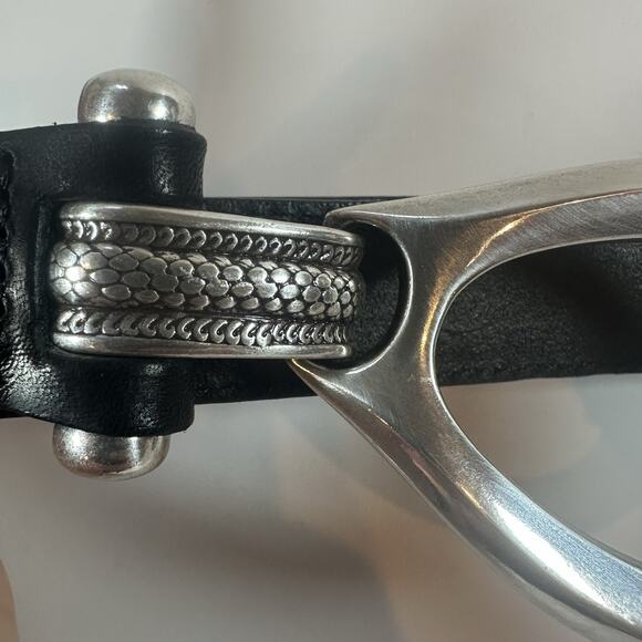 Aimee Lynn Belt Women 1X/2X Black Leather Croc Print & Silver Hook Hardware - Picture 3 of 8